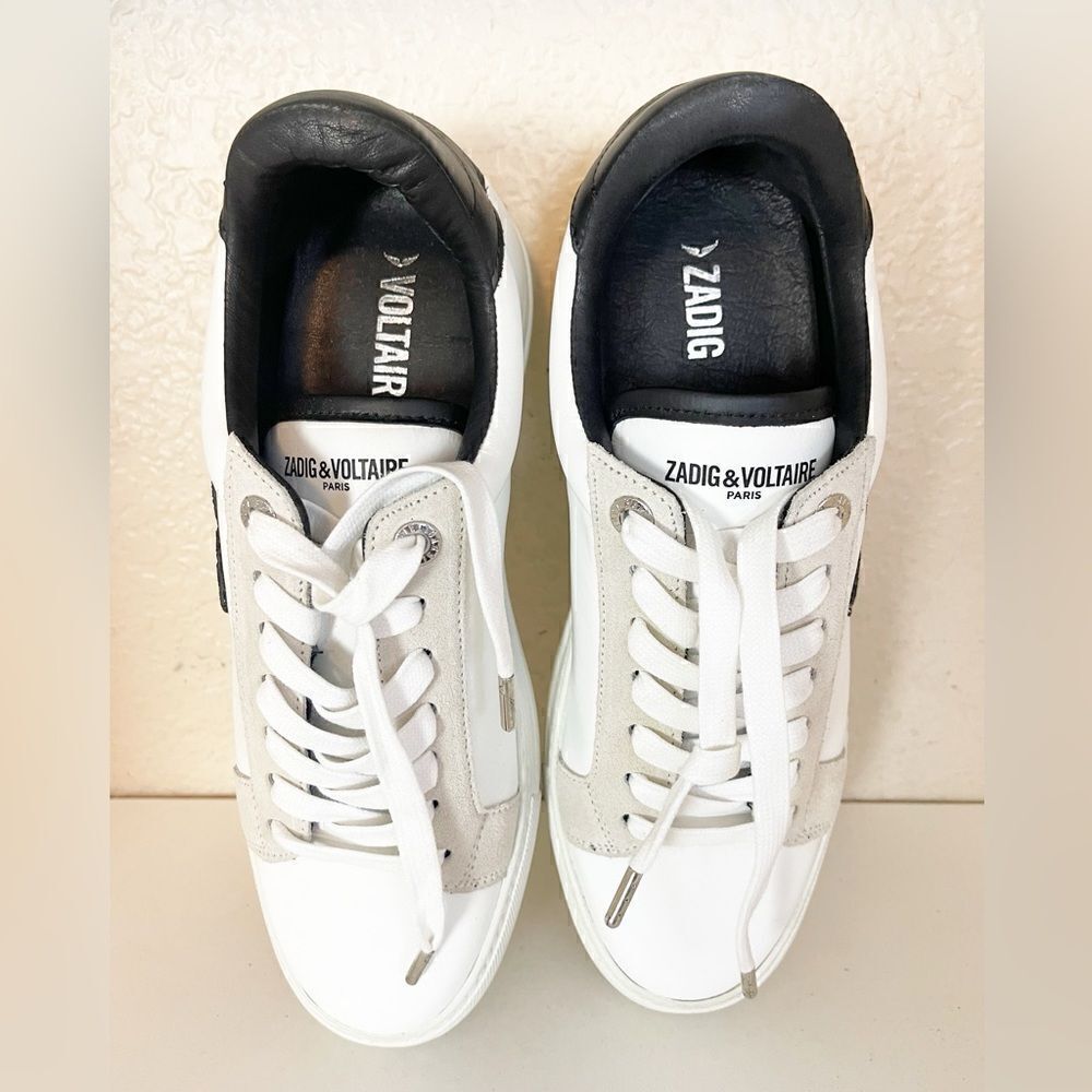 Zadig & Voltaire leather sneakers ZV1747 tattoo style heart patch French 41/US10 - Picture 12 of 15